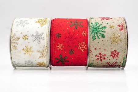 Glitter Snowflake Burst Wired Ribbon - Glitter Snowflake Burst Wired Ribbon